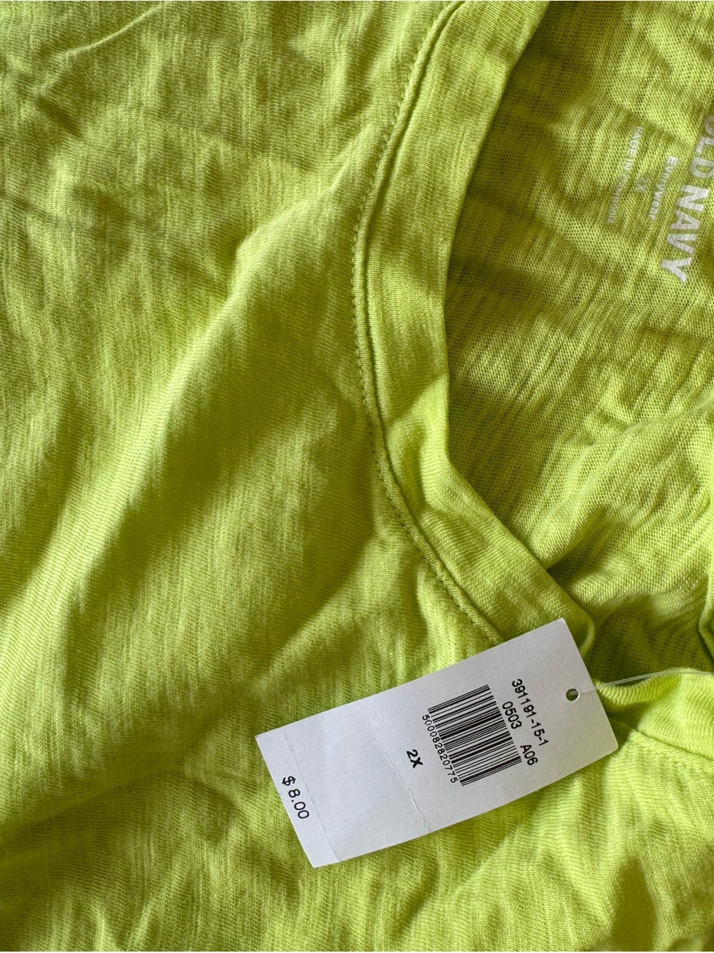 Old Navy Neon Lime V-Neck Tee - Picture 2 of 2